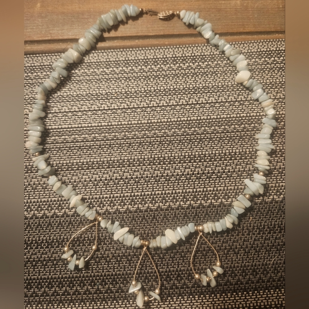 VTG.LARIMAR&STERLING ARTISAN NECKLACE.HANGS BEAUTIFULLY!